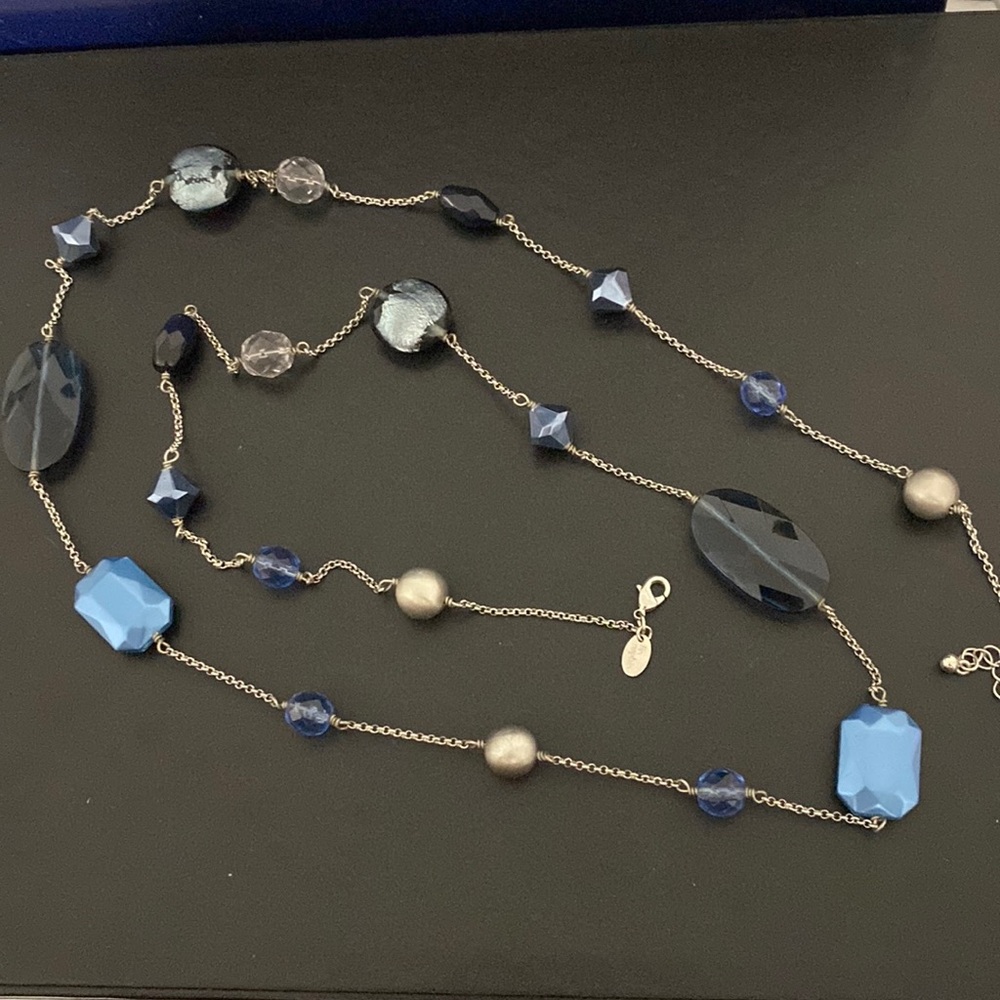 Lia Sophia Shades of Blue Glass Necklace